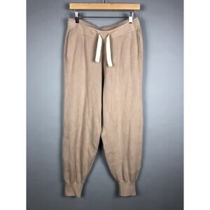 Back Beat Co Organic Cotton Surf Jogger Pants Womens M/L Beige Ribbed Tapered